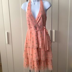 BCBGMAXAZRIA HALTER POLKA DOT DRESS size 2